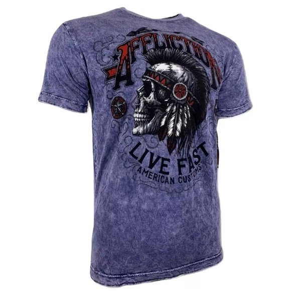 AFFLICTION Men's T-Shirt AC IROQUOIS Premium Black - Picture 3 of 8